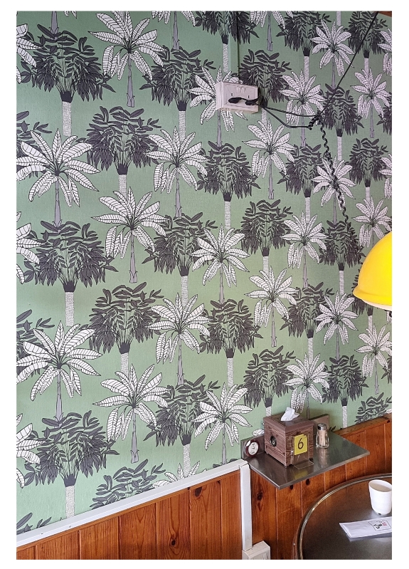 Tropical Wallpaper in Korean Barbeque Restaurant